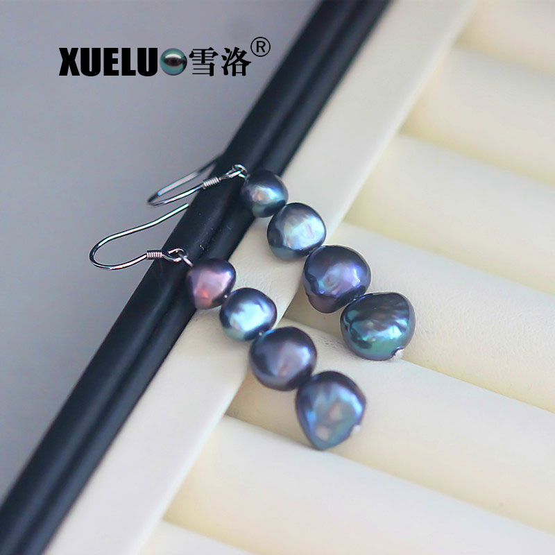 925 Sterling Silver White Baroque Freshwater Drop Pearl Earrings (XL140143)