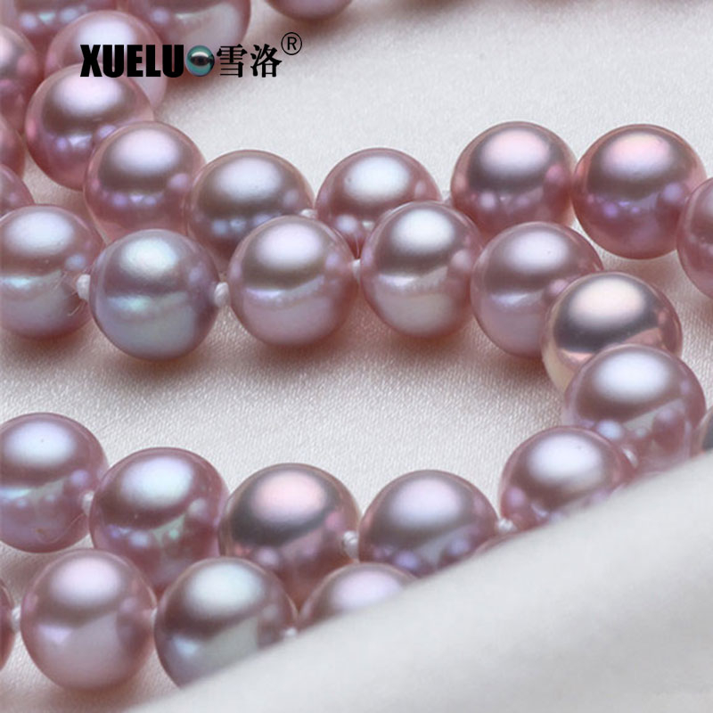 7-8mm Lavender Color Classic Freshwater Pearl Necklace（XL120089）
