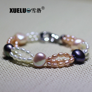 Fashionable Multicolor Natural Chinese Cultured Freshwater Pearl Bracelet (XL150078)